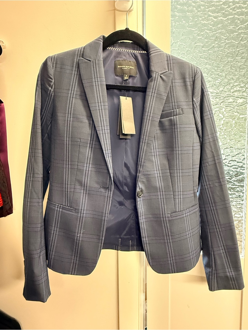 Banana Republic Women’s Navy Windowpane Plaid Sport Coat